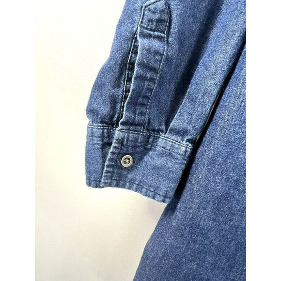 Old Navy Women's Shirt Dress Small Blue Denim Chambray Long Sleeve Cotton Pocket - Picture 3 of 8